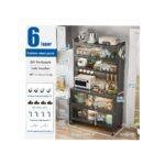 6 Tier Kitchen Storage Rack Organiser / Multi-Function Flip Door Storarage Cabinet 1pc