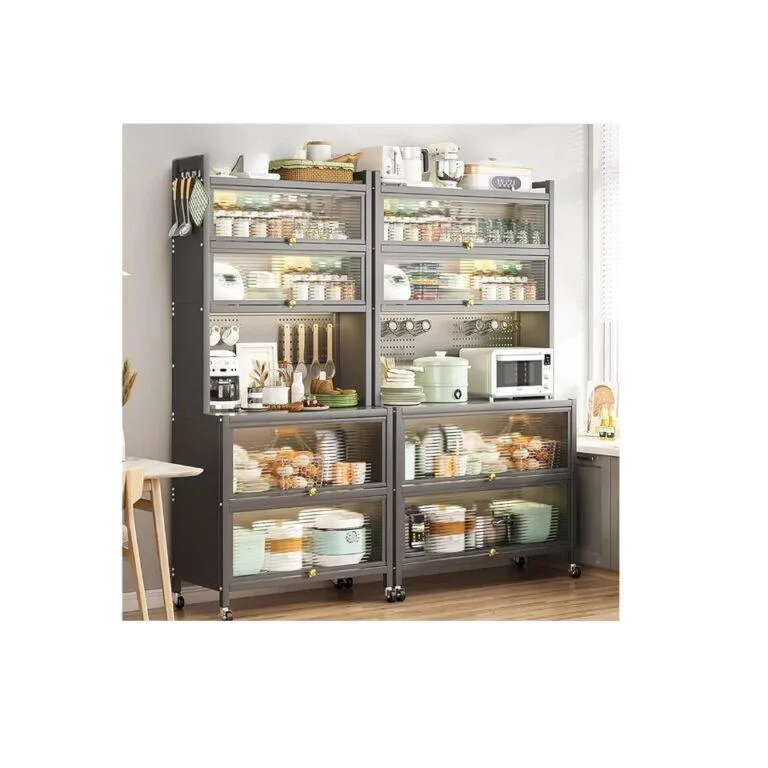 6 Tier Kitchen Storage Rack Organiser / Multi-Function Flip Door Storarage Cabinet 1pc