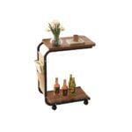 2 Tier C-Shaped Side Table With Wheels, Laptop Table