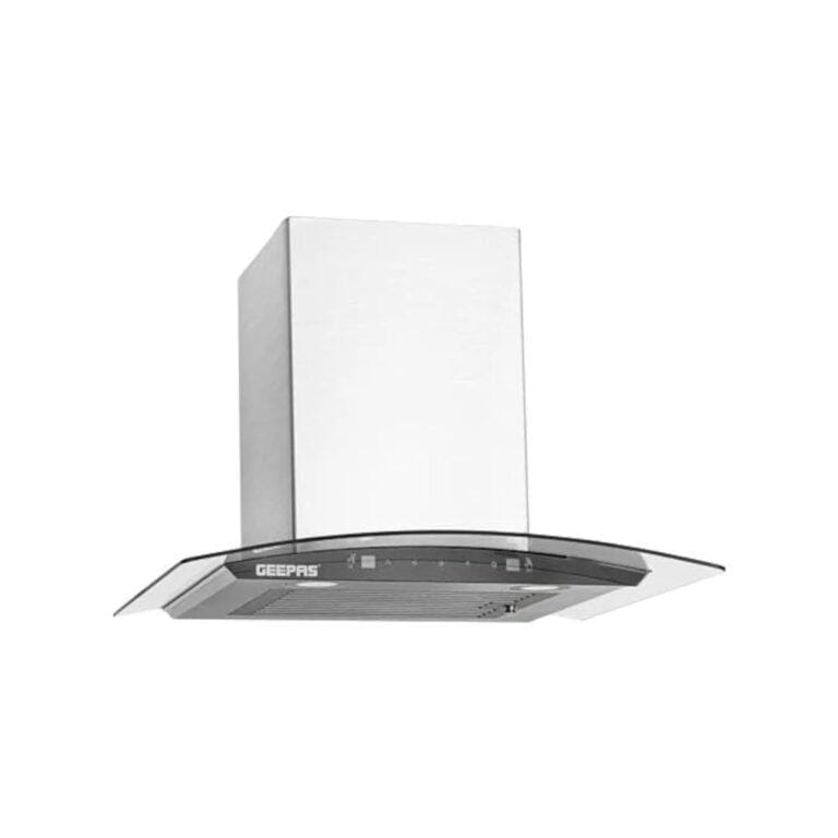 Geepas 60cm GHD601GB Curved Glass Chimney Hood | Range Hood– 750m3/h Suction Kitchen Extractor with LED Lighting