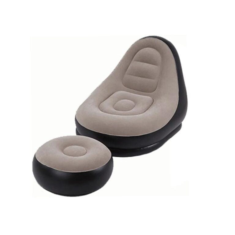 Inflatable Air Sofa with Footrest and Manual Pump