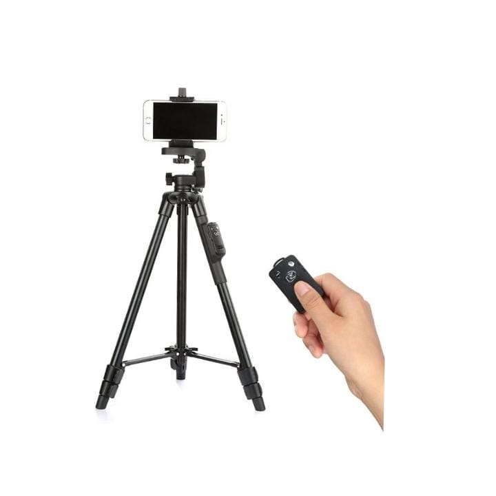 YunTeng VCT 5208 Aluminium Mobile Phone Tripod with 3-Way Head & Bluetooth Remote + Clip for Camera Phone
