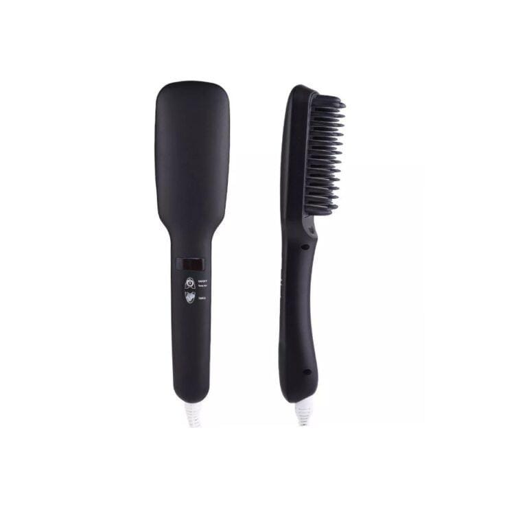 2 in1 Electric PTC Heating Ionic Hair Straightener Brush Comb – Black