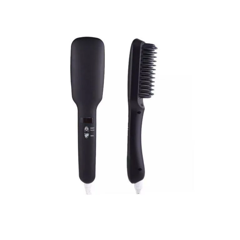 2 in1 Electric PTC Heating Ionic Hair Straightener Brush Comb – Black