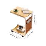 C-Shaped 2-Tier Side Table with Wheels – Laptop Table