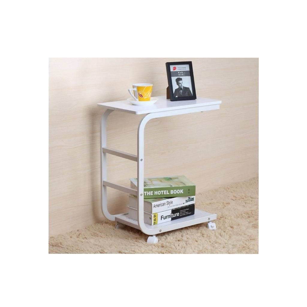 C Shaped caster table C-Shaped 2 Tier Side Table, Laptop Table