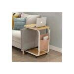 C-Shaped 2-Tier Side Table with Wheels – Laptop Table