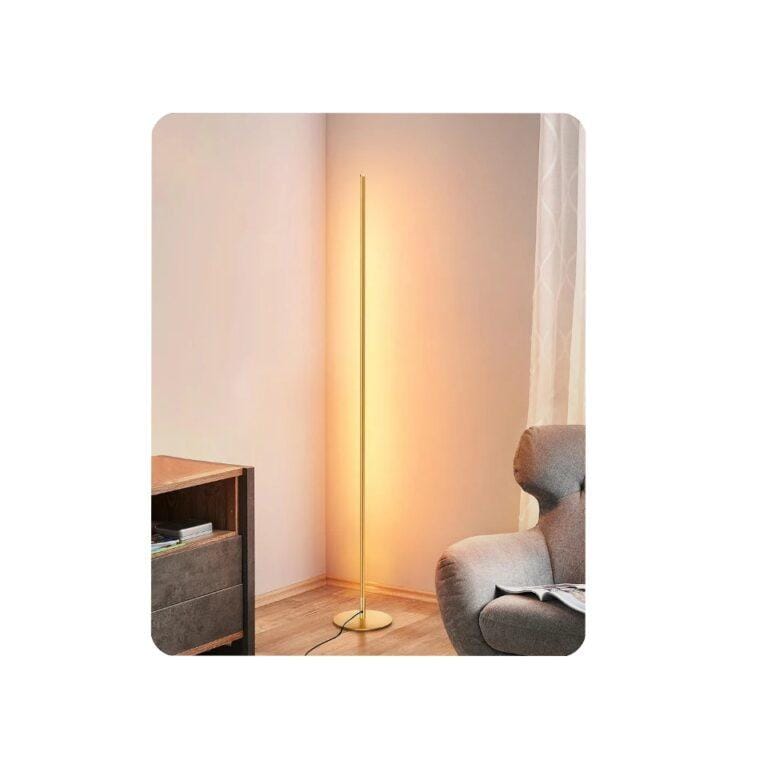 LED Corner Floor Lamp, Minimalist Dimmable Light with Remote, Standing LED 57.5 Inches Tall Lamp