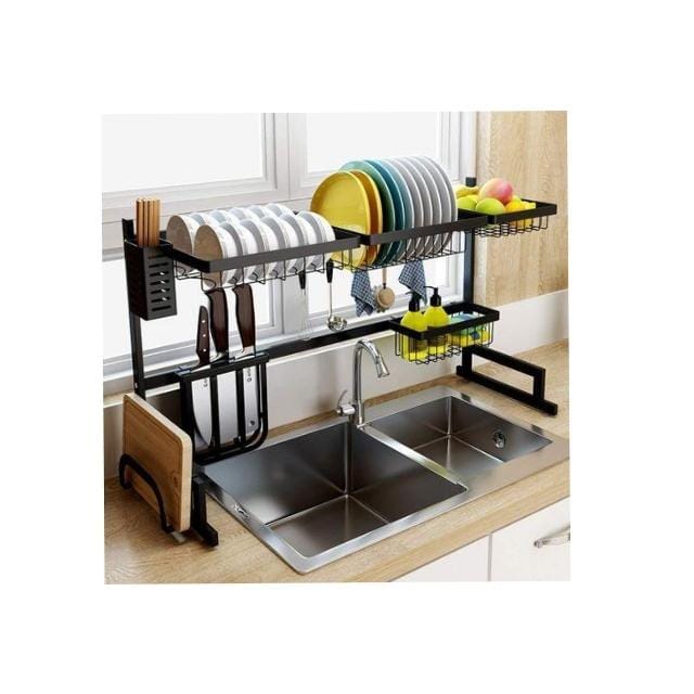 Dish rack space saver Dish Drying Draining Rack, Over The Sink Display Stand Utensils Storage Organizer -Black