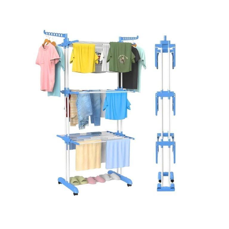 4-Tier Foldable Cloth Drying Rack Organizer