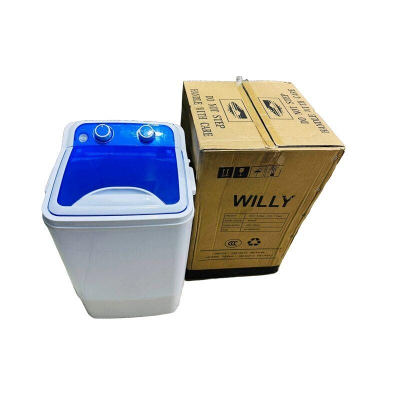 Willy 8kg Mini Washing Machine With Drain Basket for Both Clothes & Shoes, comes with a shoe scrubber