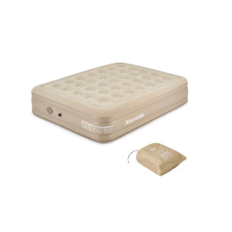 Naturehike Raised Queen Size Air Mattress, 5x6 Inflatable Air Mattress with Built-in Electric Pump - Brown