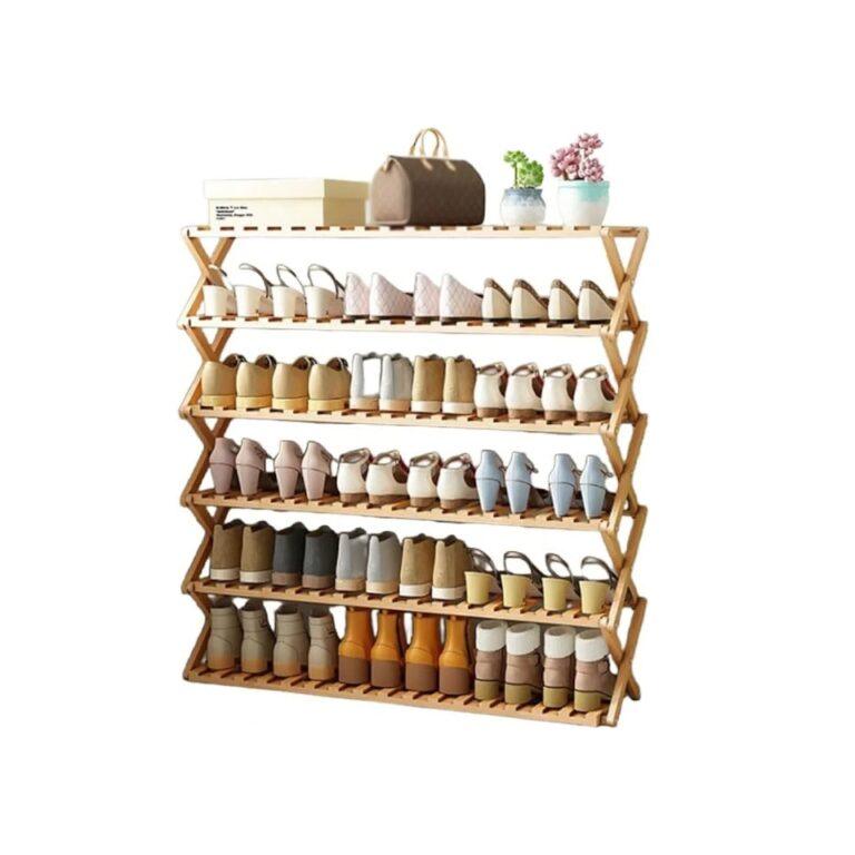 6 Tier Foldable Bamboo Shoe Rack, Brown