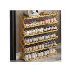 6 Tier Folding Bamboo Shoe Rack, Bench Shoe Shelves , 6 Layer Wooden Shoe Rack