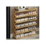 6 Tier Folding Bamboo Shoe Rack, Bench Shoe Shelves , 6 Layer Wooden Shoe Rack