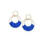 Rattan Drop Earrings /Raffia Hoop Earrings for Women - Blue