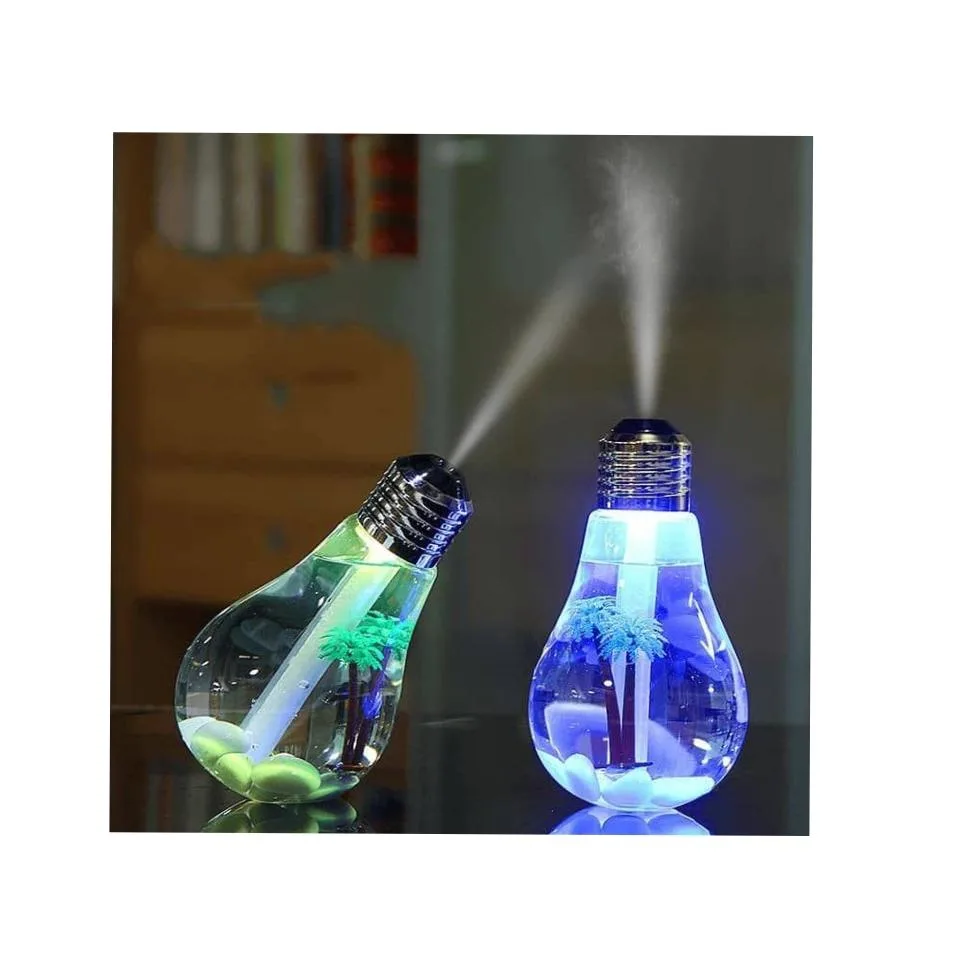 Bulb Shape Mini Air Humidifier LED USB Rechargeable 1pc