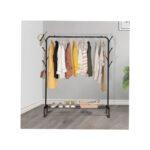 Cloth Rack, Clothing Garment Rack with Hanging Rod and Bottom Storage Area, Cloth Hanging Rail