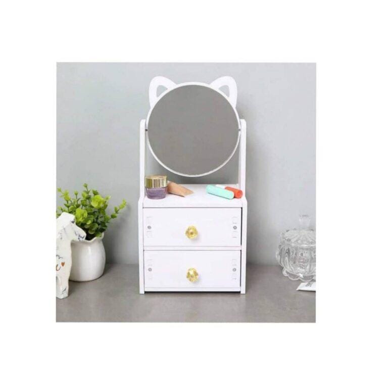 1pc Desktop Cosmetic Organizer Box, Multi-Functional Drawer Style Makeup Dressing Mirror, Skincare, Jewelry Storage Stand