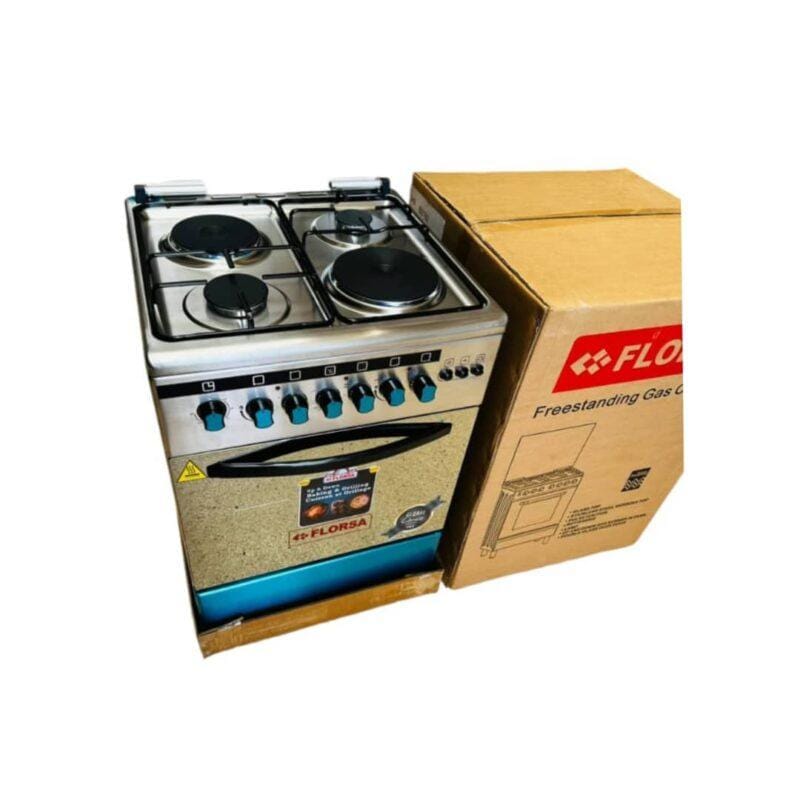 Florsa 2 Gas Burner, 2 Electric Plates Electric Oven 60x60cm Stainless Steel