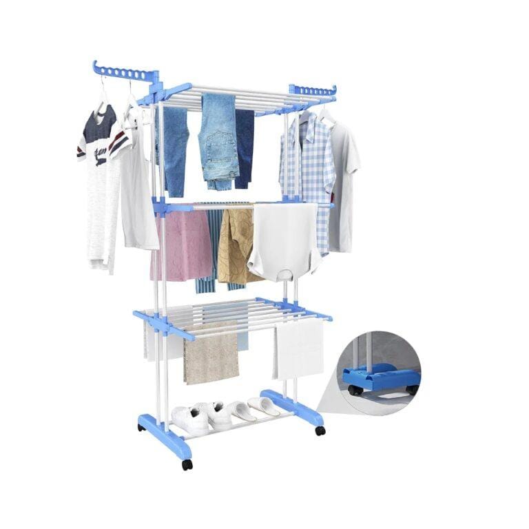 Foldable 4 Tier Clothes Rack - Blue