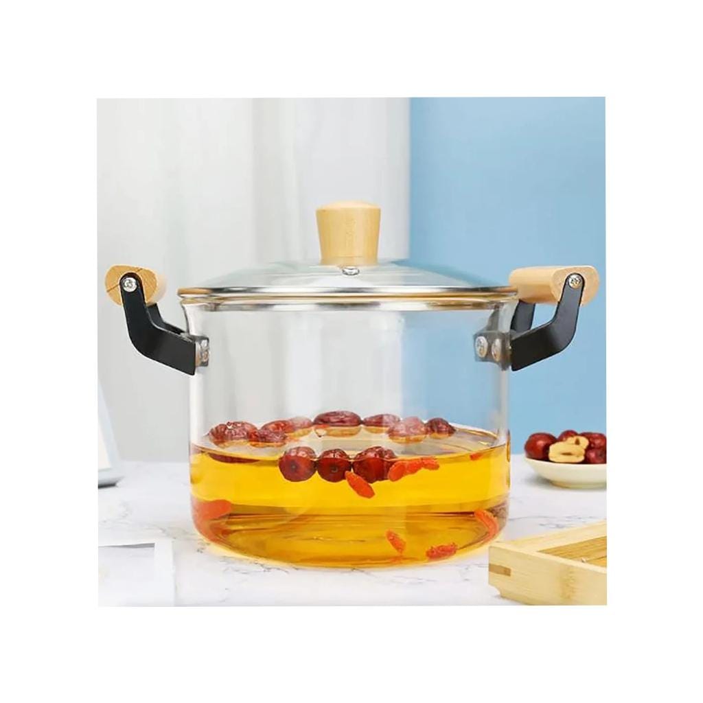 Glass pan Saucepan Glass Pot, 5.5L Heat-Resistant Glass Cooking Pot ,Borosilicate Heat-Resistant Glass Pot