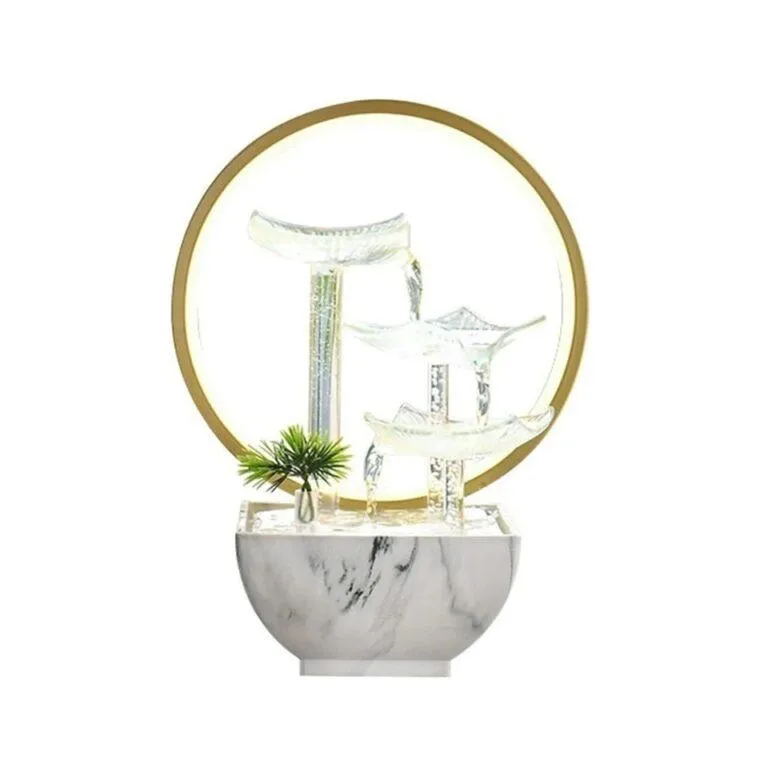 Electric Desktop Flowing Water Fountain with Ring Light
