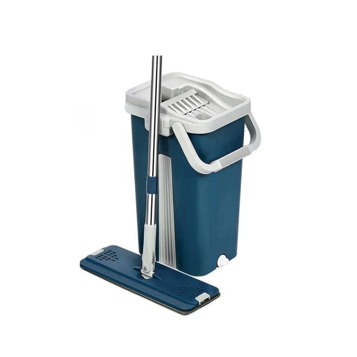 Self squeezing Flat Fiber Rotating Spin Mop with Bucket Set, Wet and Dry Use, with 2 Washable Microfiber Pads