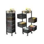 5 Tier Kitchen Storage Rack Basket Trolley Organizer – Black