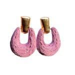 1pair Geometric Raffia Stud Earrings Fashion Trends Women's Beautifully Jewelry - Lilac