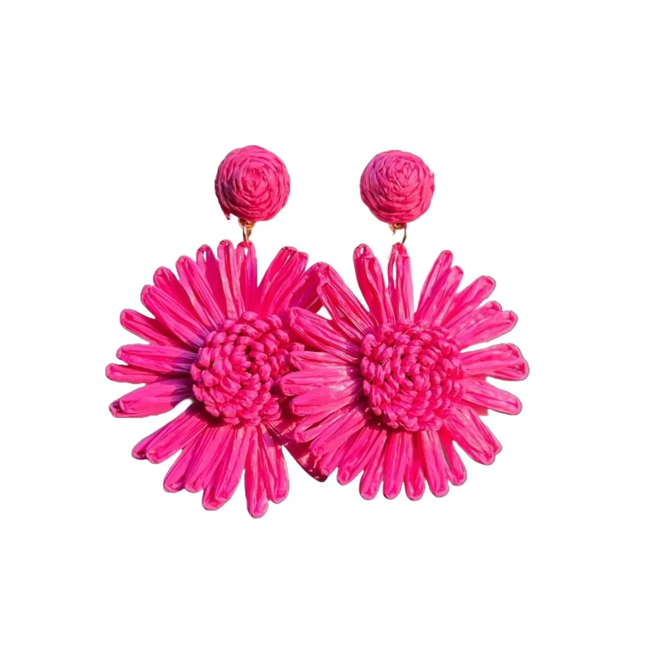 Rattan Raffia Hand-Woven Sunflower Earrings