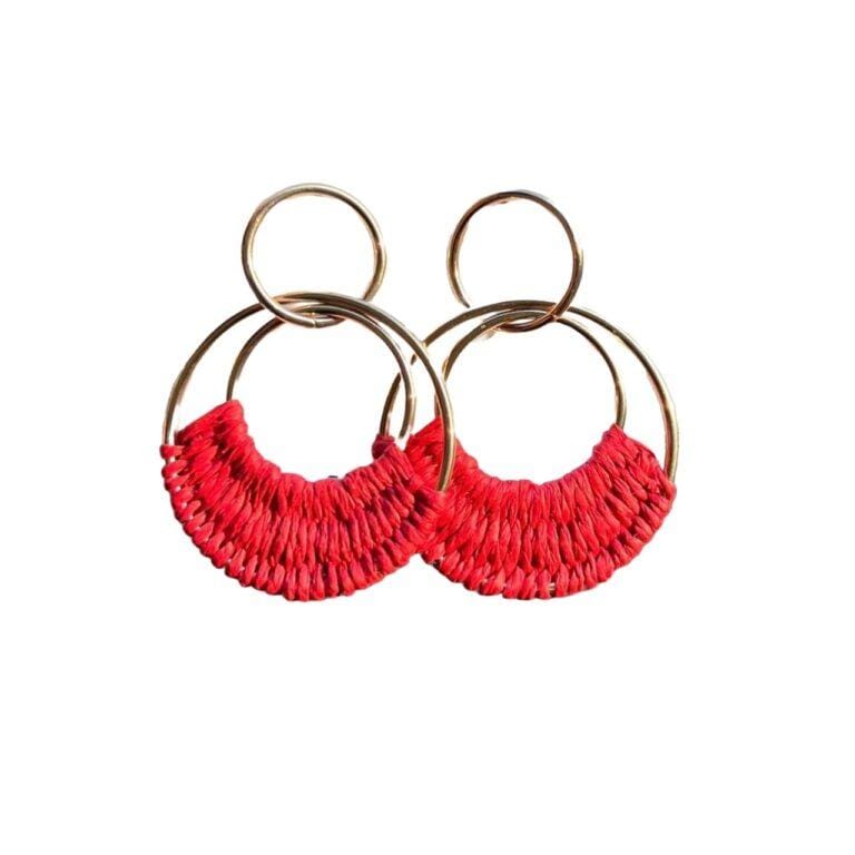 1pair Rattan Weave Earrings for Women - Red