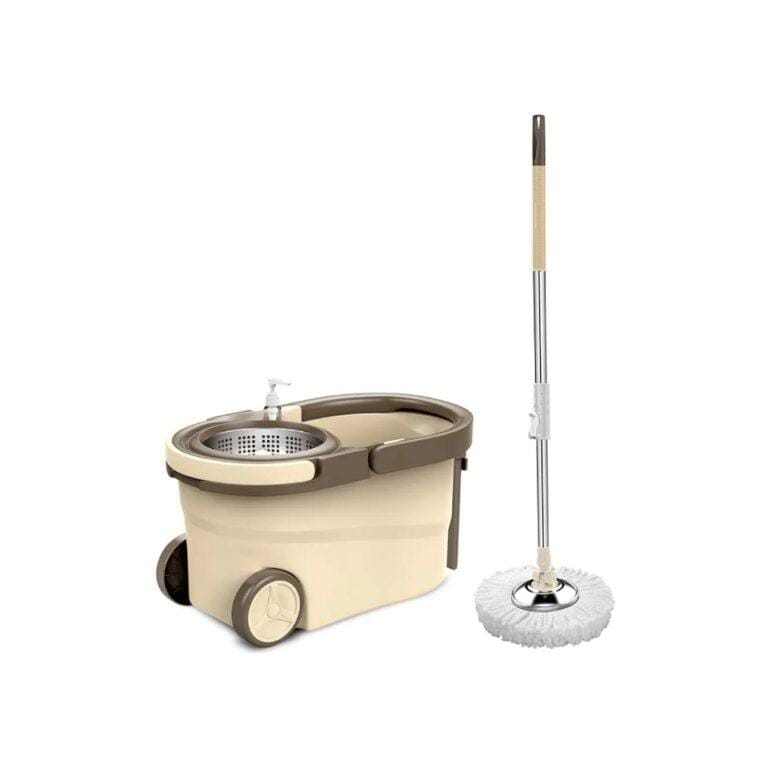 Spin Mop with a Bucket, 2 Mop Heads, and a Handle