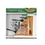 Utensil Drawer Organizer - 3" Deep 100% Bamboo Wooden Expandable Adjustable Kitchen Cutlery Holder Drawer
