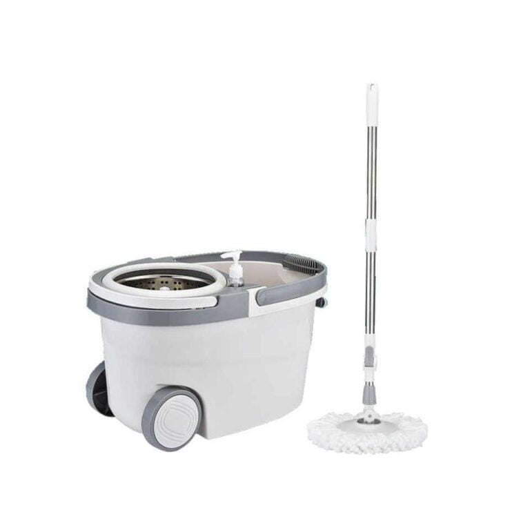 360° Spin Mop with Bucket 2 Mop Heads with Handle - White