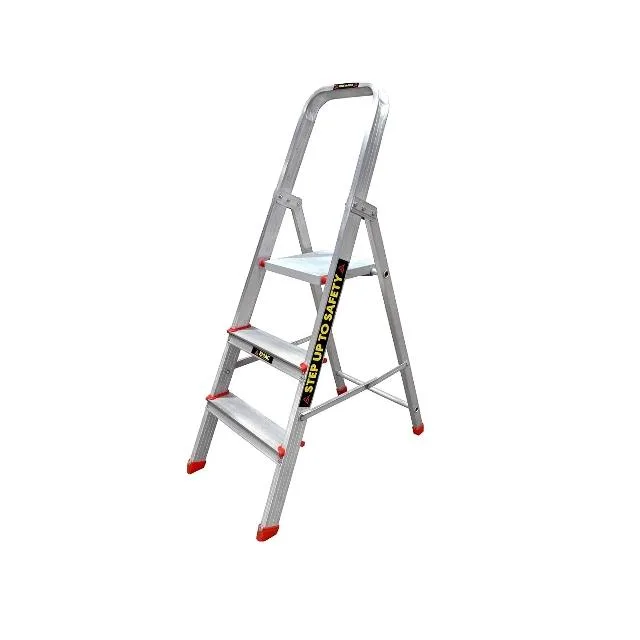 EMAC 3 Steps Aluminium Ladder with Safety Locking Mechanism- Foldable Design | Heavy-Duty 122.8cm