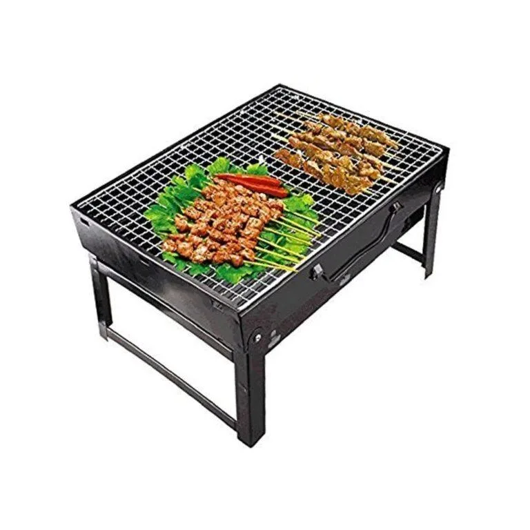Dawn To Dusk Barbecue Mesh Charcoal Grill Set for Home and Outdoor + 3 Skewers (Stick) Size - 43 x 30 cm