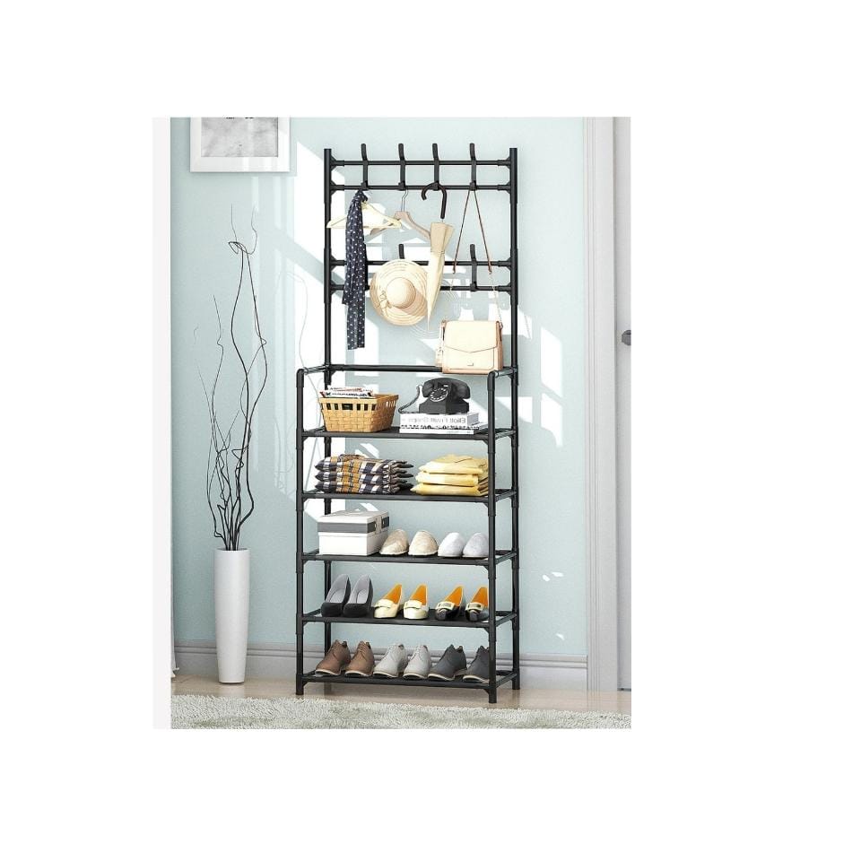 Coat Rack 5 Tier 2 IN 1 Cloth Hanger And Shoe Rack Organiser