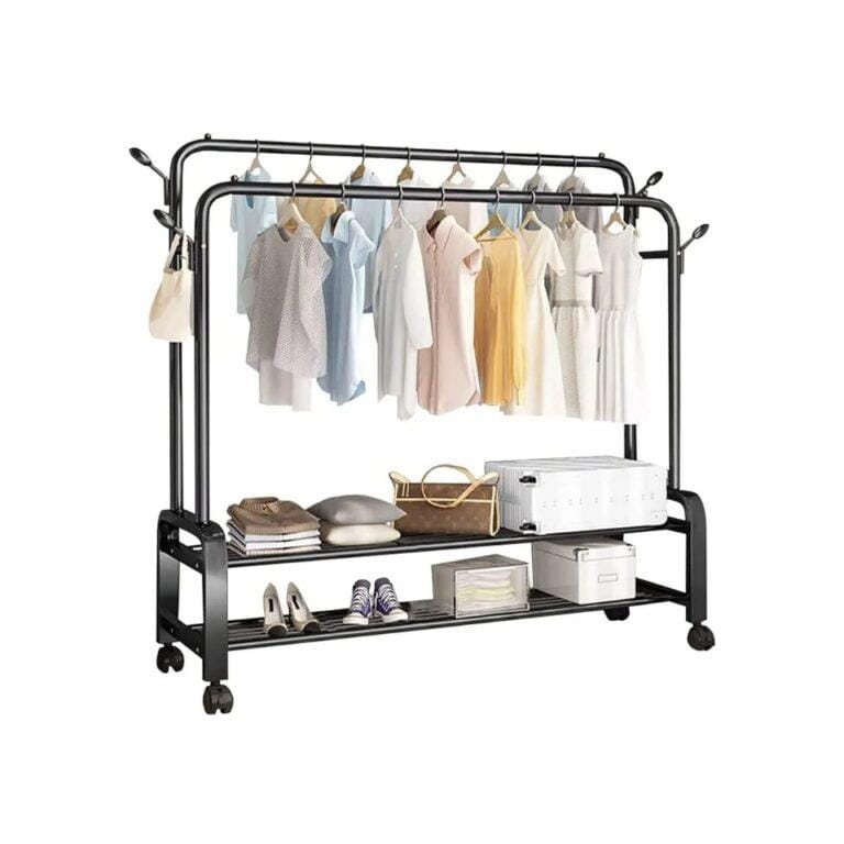 Metal Cloth Rail Rack , Heavy Duty Drying Rack, Multipurpose Double Rod Hanger