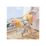 Folding Cloth Drying Rack, 3 Level Laundry Drying Rack, Stainless Steel Dryer Rack with Wheels