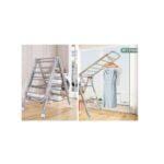 Folding Cloth Drying Rack, 3 Level Laundry Drying Rack, Stainless Steel Dryer Rack with Wheels
