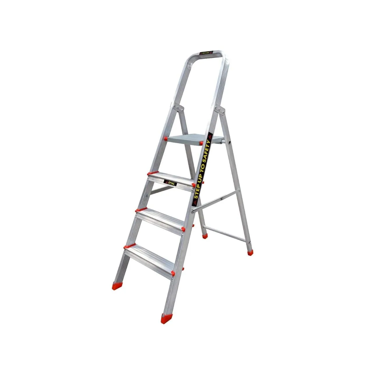 Emac4 EMAC 4 Steps Aluminium Ladder with Safety Locking Mechanism- Foldable Design | Heavy-Duty 140.8CM
