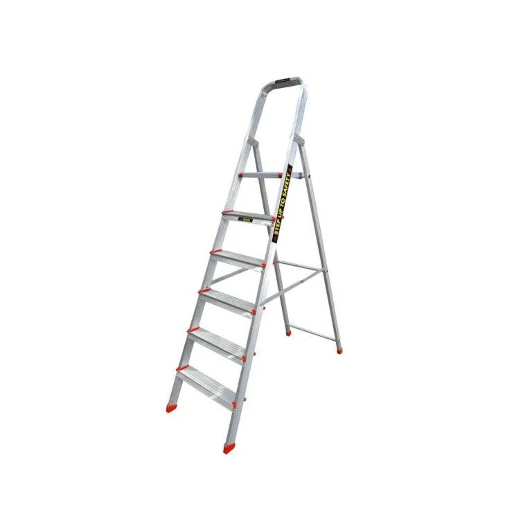 EMAC 6 Steps Aluminium Ladder with Safety Locking Mechanism- Foldable Design | Heavy-Duty 188.06CM