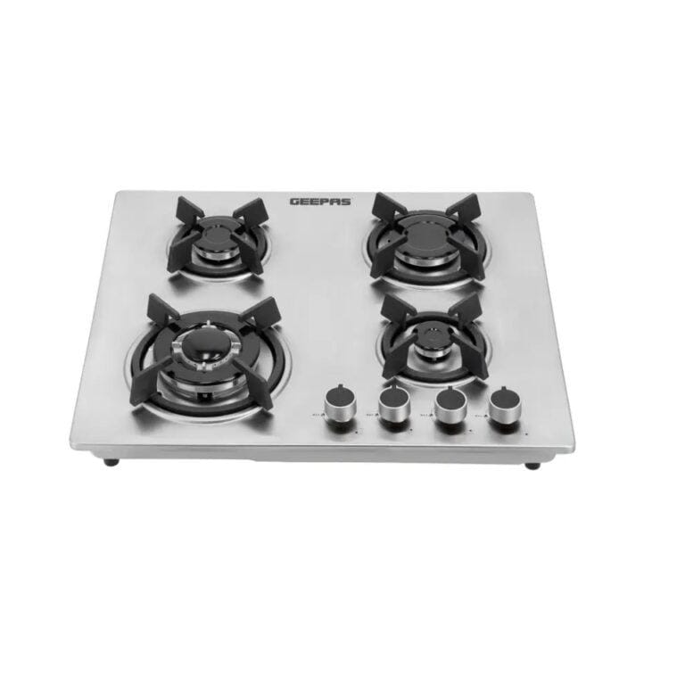 Geepas 2-in-1 Built-in Gas Hob, GGC31026 | Cast Iron Pan Support | Auto-Ignition | 4 Control Knobs