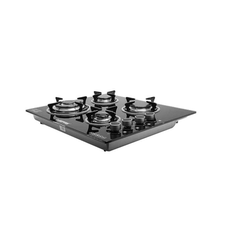 Geepas 4 Burners Gas Cooker with 2-in-1 Built-in Gas Hob, Tampered Glass Worktop, Auto Ignition, GK4410