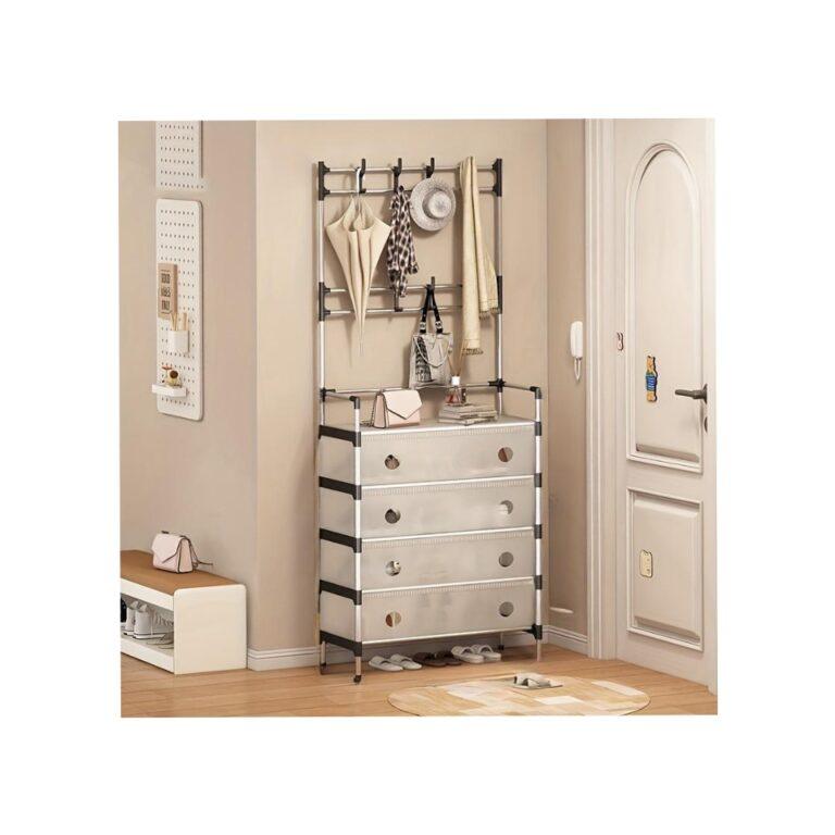 5 Tier Shoe Rack Organizer with Hooks & Cover