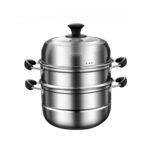 28Cm – 3 Layer Stainless Steel Food Saucepan And Steamer Soup Pot -Silver.