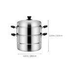 28Cm – 3 Layer Stainless Steel Food Saucepan And Steamer Soup Pot -Silver.