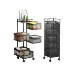 5 Tier Kitchen Storage Rack Basket Trolley Organizer , 5 Tier Storage Rack For Bedroom, Bathroom, Kitchen