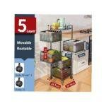 5 Tier Kitchen Storage Rack Basket Trolley Organizer , 5 Tier Storage Rack For Bedroom, Bathroom, Kitchen